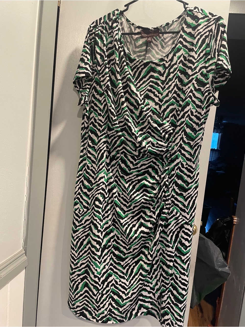 Dana Buchman Green Zebra Print Wrap-Style Dress size XL